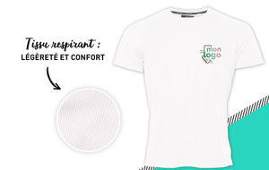 Tee-shirt respirant blanc impression logo coeur